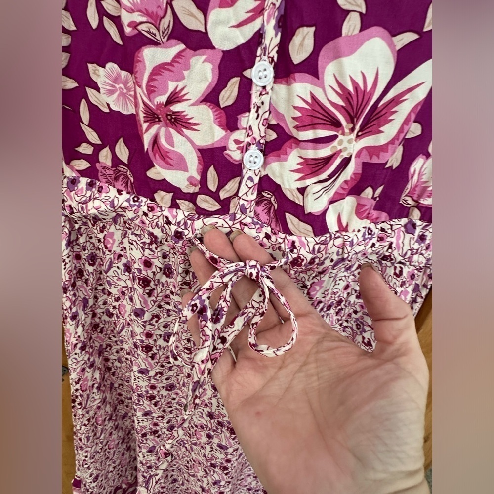 R Vivimos Dress Purple Tiered Floral Cottagecore Rimantic Feminine Size Small - Picture 4 of 11